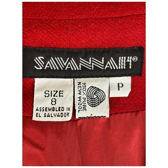 VINTAGE 90s Oversized Blazer Jacket 100% Wool Savannah Women's Sz 8 PETITE - Picture 4 of 9
